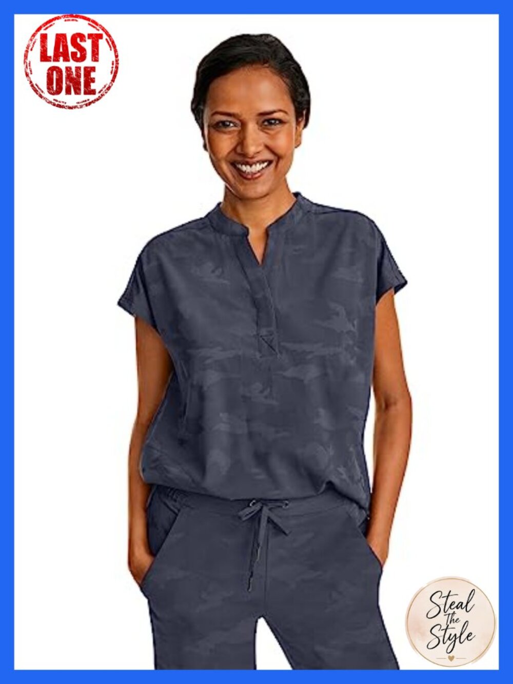 Modern Fit Mandarin Collar Scrub Top Stretch 2 Pocket Medical Workwear